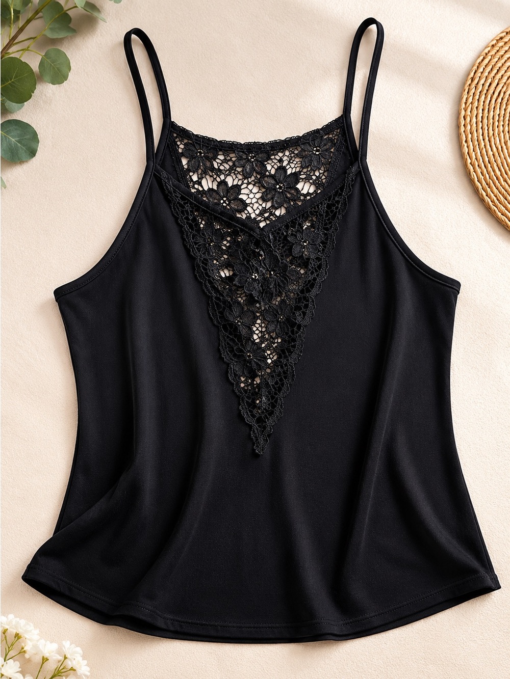 Emma & Sam Black Lace Camisole Top Small NWT